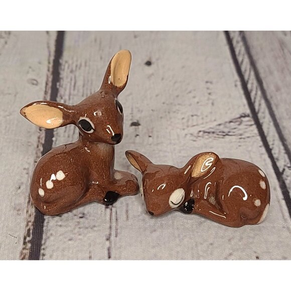 Hagen Renaker Other - 2" Vintage 1956 Hagen Renaker Spotted Fawn Figurines Baby Deer Tiny Set Of 2